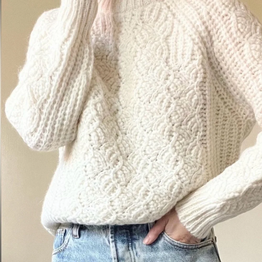 Sezane Finn Cream Textured Knit Sweater - Picture 3 of 9